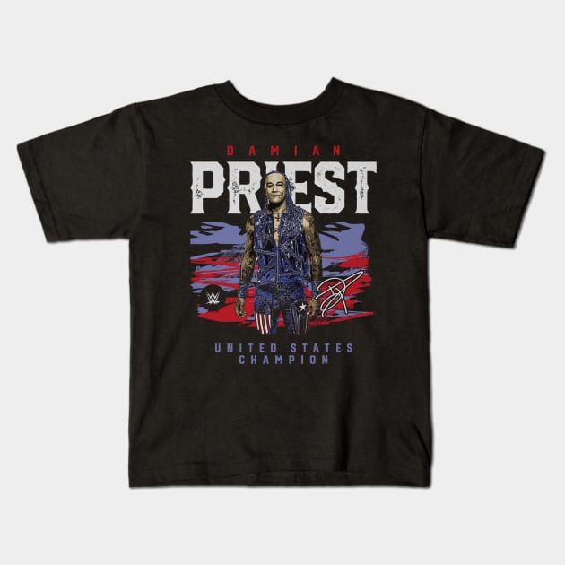 Damian Priest U.S. Champion Kids T-Shirt by MunMun_Design